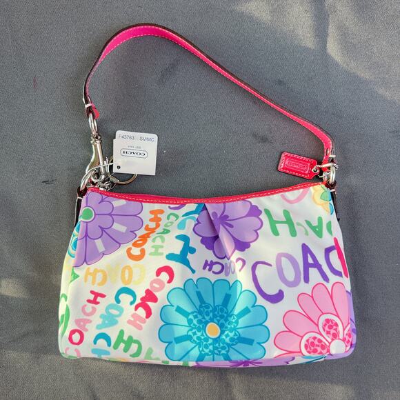 Coach Floral Graphic Print Multicolor Hobo Shoulder Bag NWT - Picture 3 of 8